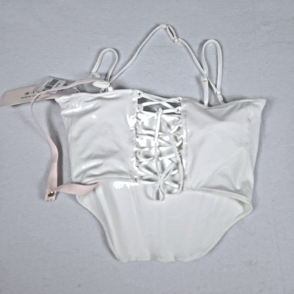 Princess Polly Zora Satin Corset Top Lace Up Size 4 Ivory Boned Club Party Small - Picture 11 of 11